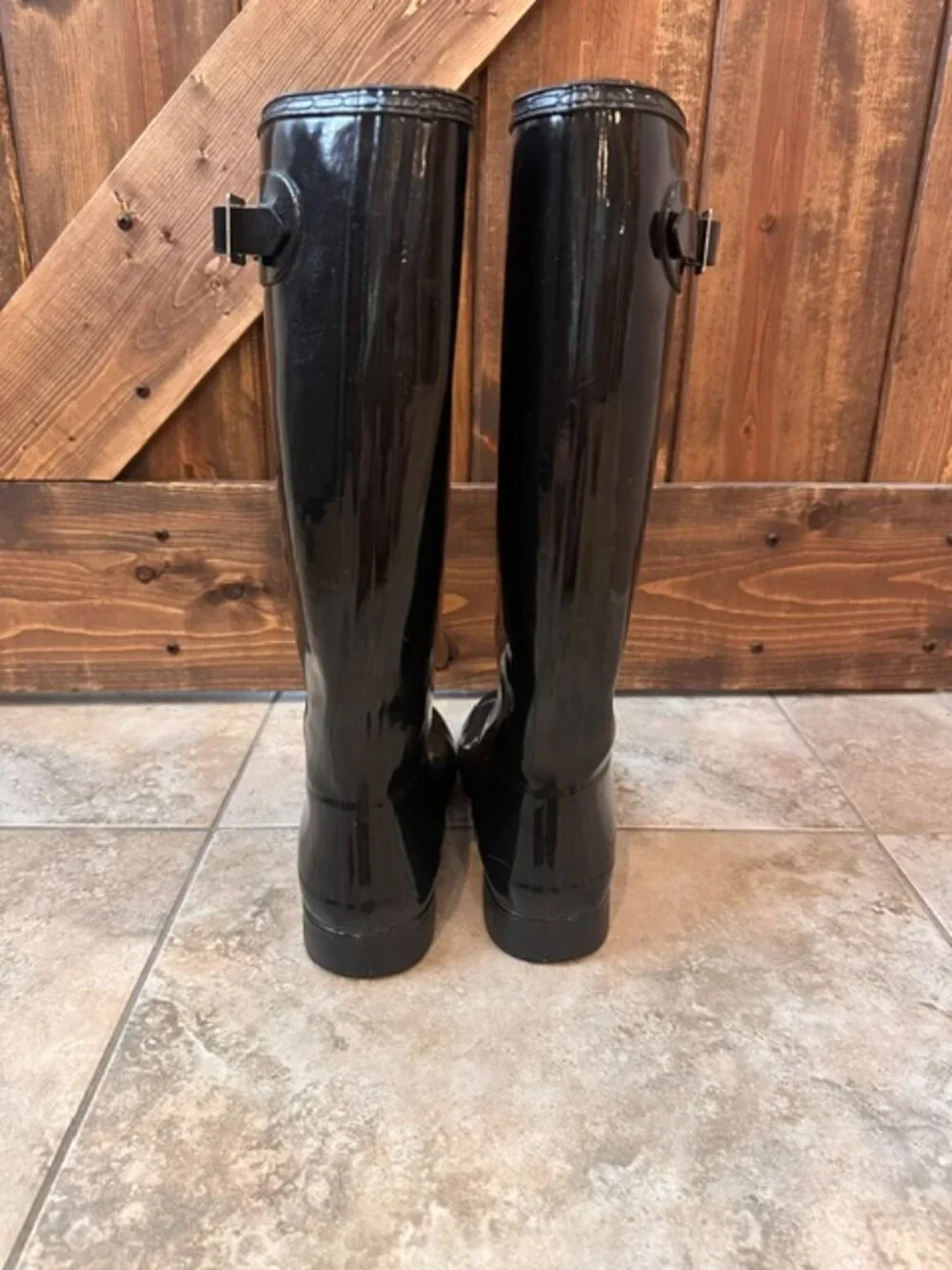 HUNTER | Women's Original Tall Rain Boots, Black Gloss,9 B(M) US